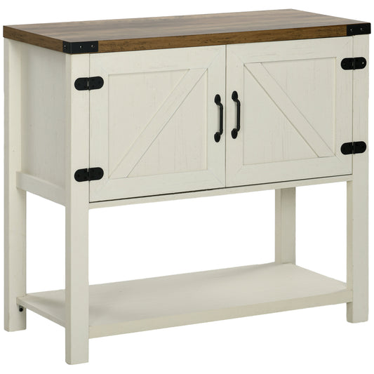 Farmhouse Storage Cabinet with Barn Doors - White