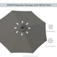 9ft Solar Patio Umbrella Outdoor Sunshade 24 LED Lights Tilt Canopy, Charcoal Grey