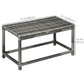 Patio Rattan End Table, Outdoor Side Table with Full Woven Table Top for Garden, Balcony, Mixed Grey