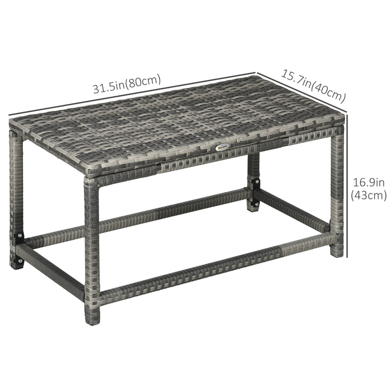 Mixed Grey Rattan End Table with Woven Top