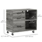 Mobile Printer Stand with Charging Station USB Ports Locking Filing Cabinet for A4 Letter Size Grey
