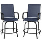 Outdoor Bar Stools Set of 2, 360° Swivel Bar Height Chairs, 26.8" x 29.5" x 48.4", Tan