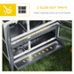 Wood Rabbit Hutch with 2 Large Main House, Ramp, Trays, Grey