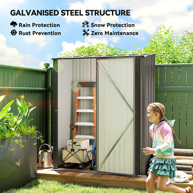 5' x 3' Steel Garden Shed with Lockable Doors