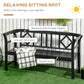 Wooden Outdoor Bench, 3 Person Patio Garden Bench with Diamond Pattern Backrest, Slatted Seat, 792 LBS Capacity, Black