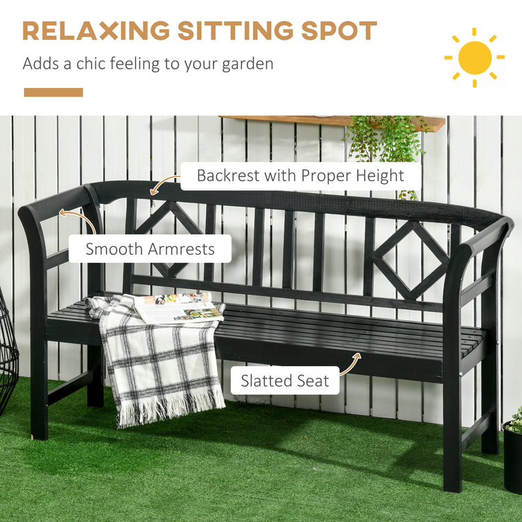 3-Person Wood Garden Bench with Diamond Backrest