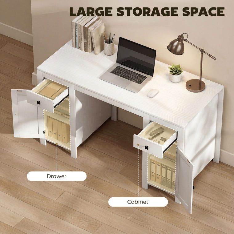 53" Farmhouse Executive Desk with 2 Cabinets