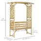 Natural Wood Garden Arch with 2-Person Bench