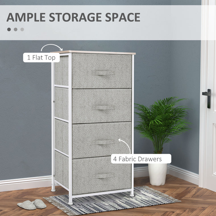 4-Drawer Storage Dresser Tower with Metal Frame