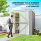 7' x 6' Tall Outdoor Storage Shed, Waterproof Metal Garden Shed with Gloves, Lockable Door, Silver Grey