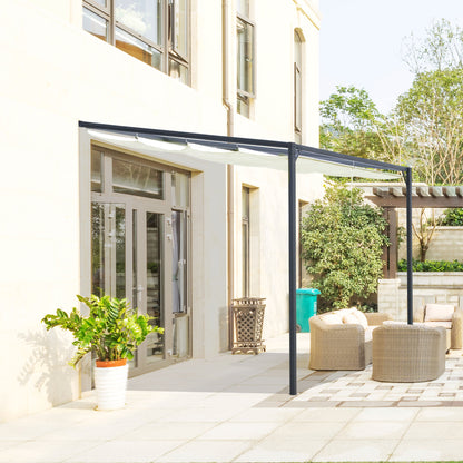 10' x 10' Cream White Metal Pergola with Retractable Canopy