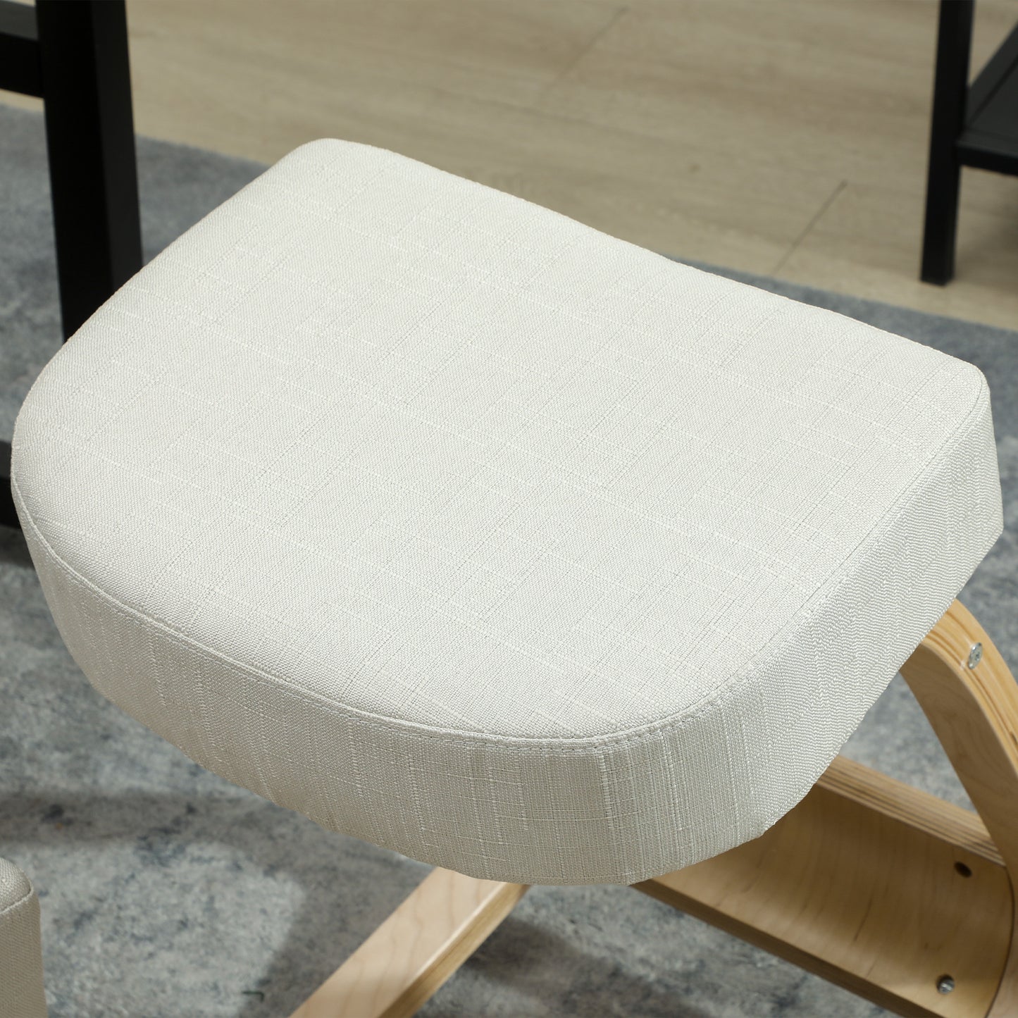 Ergonomic Kneeling Chair, Wood Kneel Stool with Thick Pads, Desk Knee Chair, Improve Posture, Cream White