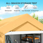 Outdoor Storage Shed Portable Garage with Roll-up Door for Motorcycle, Bike, Garden Tools, Beige