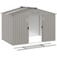 9.1' x 6.4' x 6.3' Garden Storage Shed w/ Foundation Kit Metal Tool Storage House w/ Double Doors Grey