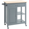 Rolling Kitchen Cart with Wood Top and Drawer - Grey