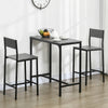 Industrial Bar Table Set Counter Height 3 Piece and 2 High Back Stools Set Dining Table Set Grey