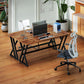 71" Computer Desk, Industrial Writing Table with X-Shaped Frame for Home Office, Rustic Brown