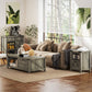 Rustic Barn Door Storage Cabinet Modern Farmhouse Buffet Sideboard for Kitchen & Dining Room Dark Oak