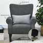 Fabric Armchair, Modern Accent Chair with Wood Legs for Living Room, Bedroom, Home Office, Dark Grey