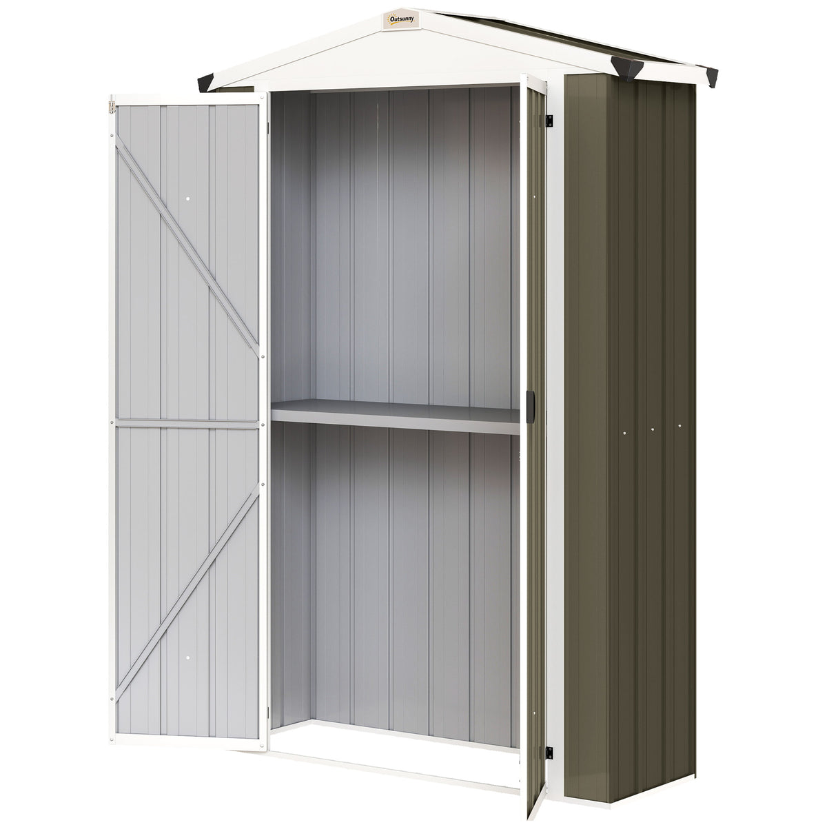 Apex Roof Metal Garden Shed with Shelf