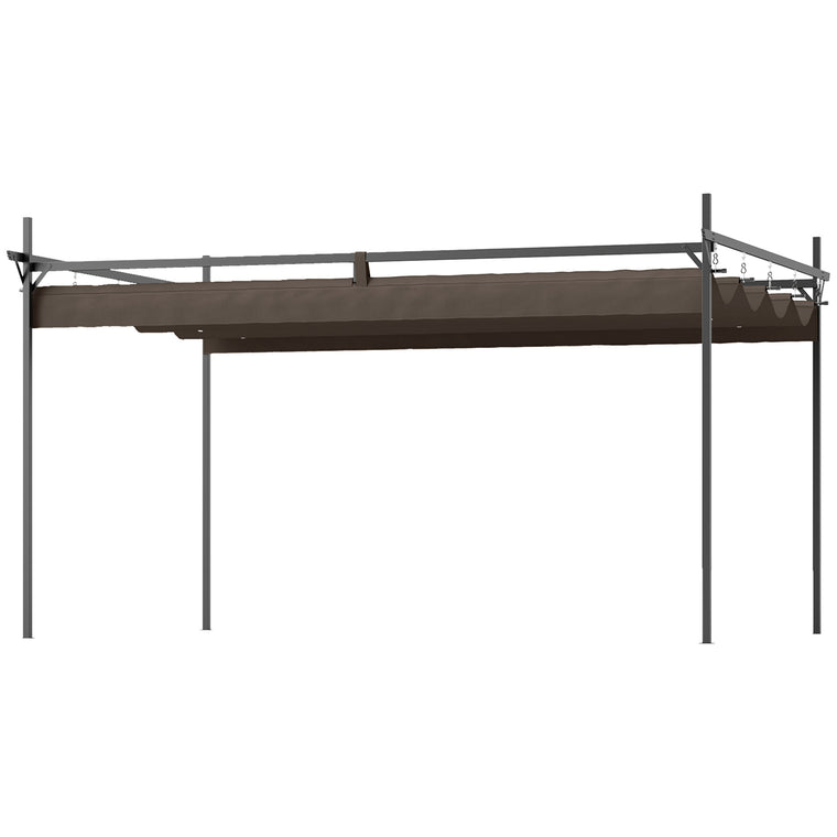10' x 10' Brown Retractable Metal Pergola with UPF30+ Canopy