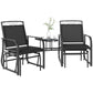Outdoor Glider Bench with Coffee Table, Patio 2-Seat Rocking Chair Swing Loveseat with Breathable Sling for Backyard Garden Porch, Black