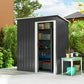 5 x 3 FT Outdoor Storage Shed with Sliding Door and Sloped Roof, Steel Frame Garden Shed Tool Equipment, Black