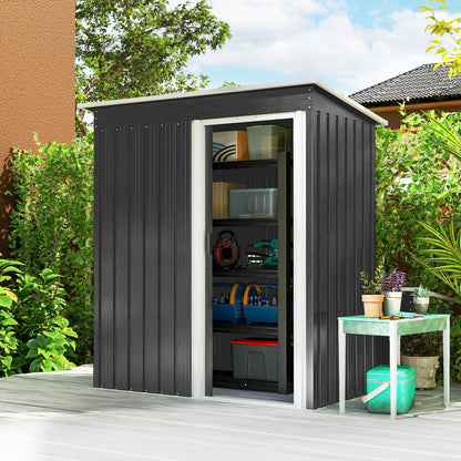 5' x 3' Steel Storage Shed with Sliding Doors and Sloped Roof
