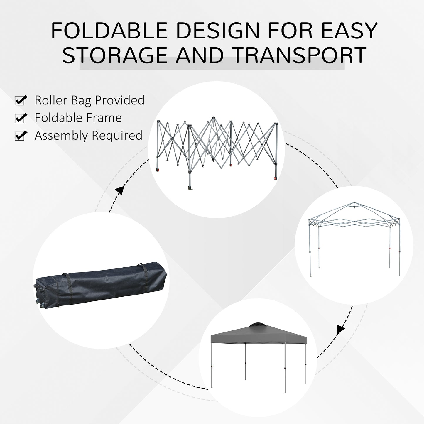 10' x 10' Pop Up Canopy Tent with Airy Top Vents and Wheeled Carry Bag for Outdoor, Garden, Patio, Dark Grey