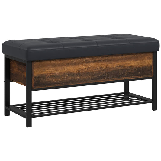 Shoe Storage Bench with Flip Top - Rustic Brown