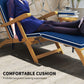 Folding Patio Lounge Chair with Padded Cushion, Acacia Wood Patio Lounger Recliner with Footrest for Garden, White