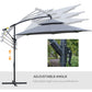 10FT Cantilever Patio Umbrella with Lights Solar Powered Offset Umbrella with Crank and Cross Base for Deck Grey