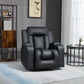 Swivel Massage Recliner Chair Rocker, Overstuffed Manual Reclining Sofa, PU Leather Rocking Chair with Side Pockets, Cup Holders, for Living Room, Nursery, Black