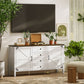 59" Buffet Cabinet, Farmhouse Sideboard with Thick Top, 2 Barn Doors, 4 Drawers and 2 Adjustable Shelves, White