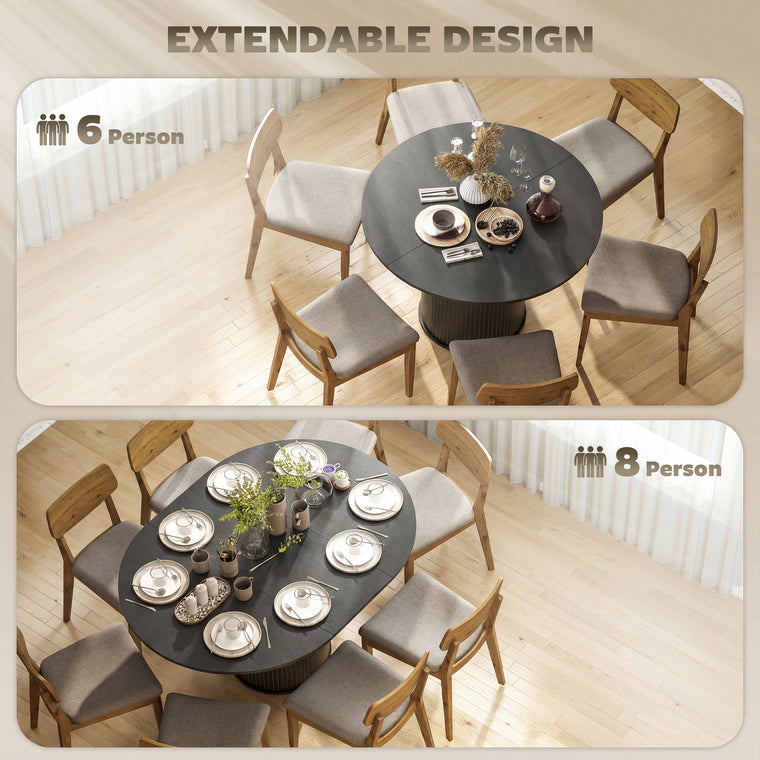 43.5"-59" Extendable Farmhouse Dining Table - Black Wood Grain