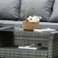 5 Pieces Wicker Patio Furniture Set with 4" Thick Cushions, Outdoor PE Rattan Garden Conversation Sectional Sofa Set with Glass Top Two-tier Coffee Table, Grey