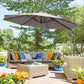10ft Cantilever Patio Umbrella with 360° Rotation, Crank & Cross Base for Garden Deck Pool Backyard, Grey