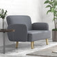Velvet Feel Fabric 2 Seater Sofa, Small Sofa Loveseat with 8.3" Thick Padding and Wood Legs, Grey