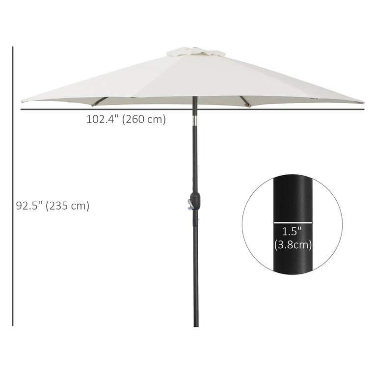 8.5' Cream White Round Aluminum Parasol with Crank Handle