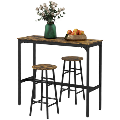3-Piece Counter Height Bar Table and Chairs Set for 2 - Rustic Brown