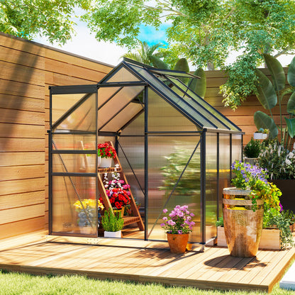 6' x 6' x 6.5' Grey Polycarbonate Greenhouse with Roof Vent