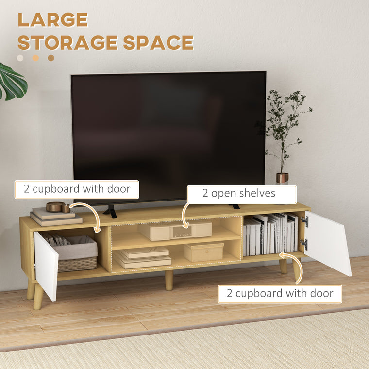 65" TV Stand with Soft-Close Door - Oak and White