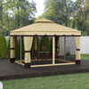 10' x 12' Double Roof Gazebo with Netting & Curtains