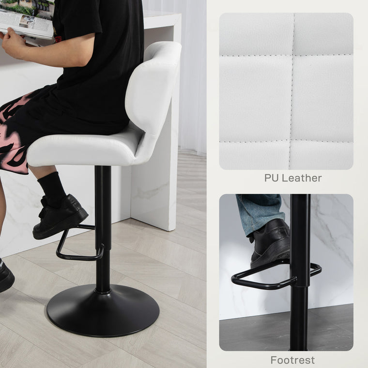 Swivel Bar Stools Set of 2, Adjustable PU Leather