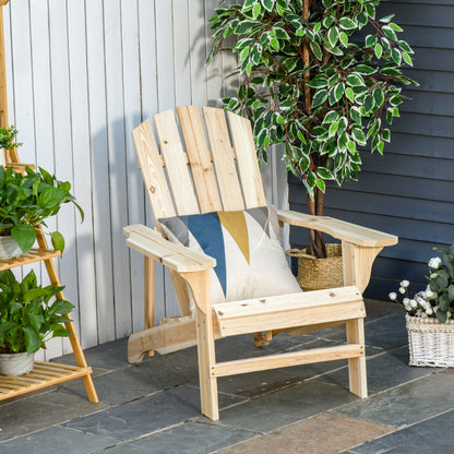 Natural Wood Adirondack Chair with Slatted Design