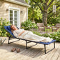 Outdoor Folding Lounge Chair, 4-Level Adjustable Chaise Lounge, Tanning Chair Beach Bed Reclining Lounger Cot for Camping, Hiking, Backyard, Navy Blue