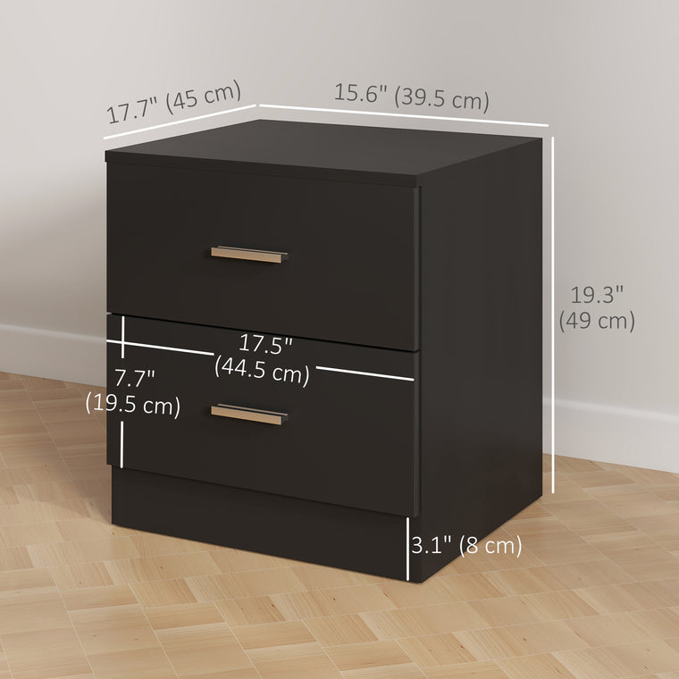 2-Drawer Nightstand - Black