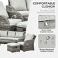 6 Pieces Patio Furniture Set, Conversation Set Wicker Sectional Set Cushioned Outdoor Rattan 3-Seat Sofa, 2 Adjustable Recliners, 2 Footstools & Table Set for Lawn Garden Backyard, Light Grey
