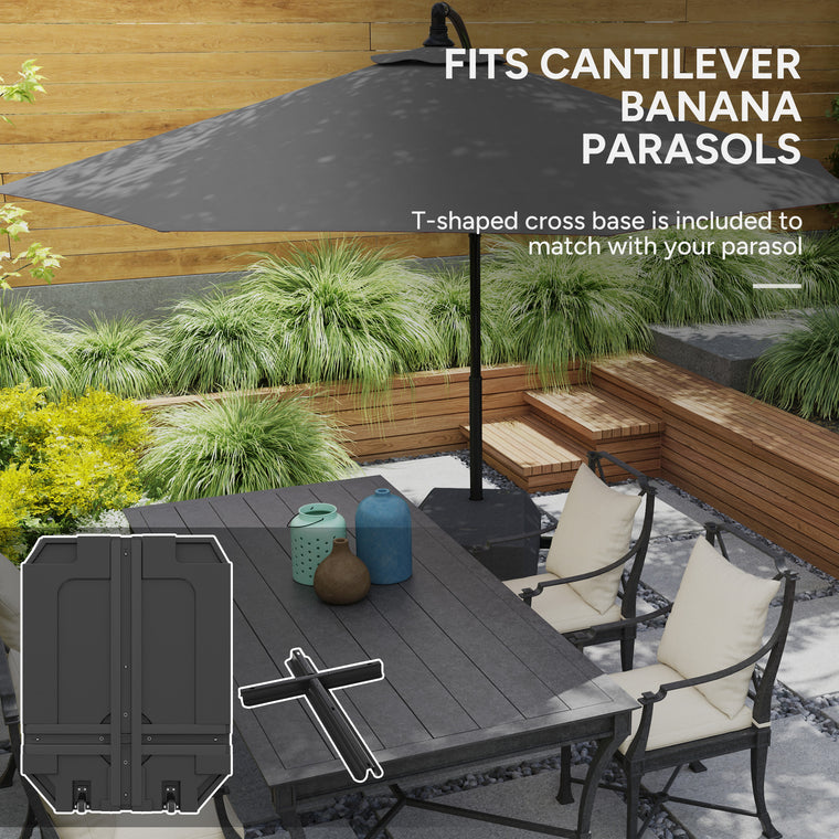 Heavy-Duty Plastic Cantilever Umbrella Base with Wheels