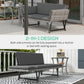 Convertible Wicker Loveseat Grey Patio Chaise Lounge